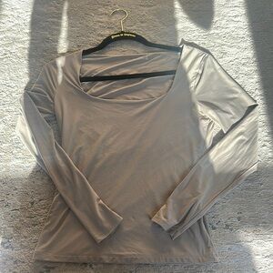 Abercrombie & Fitch Tan Fitted Long Sleeve Blouse